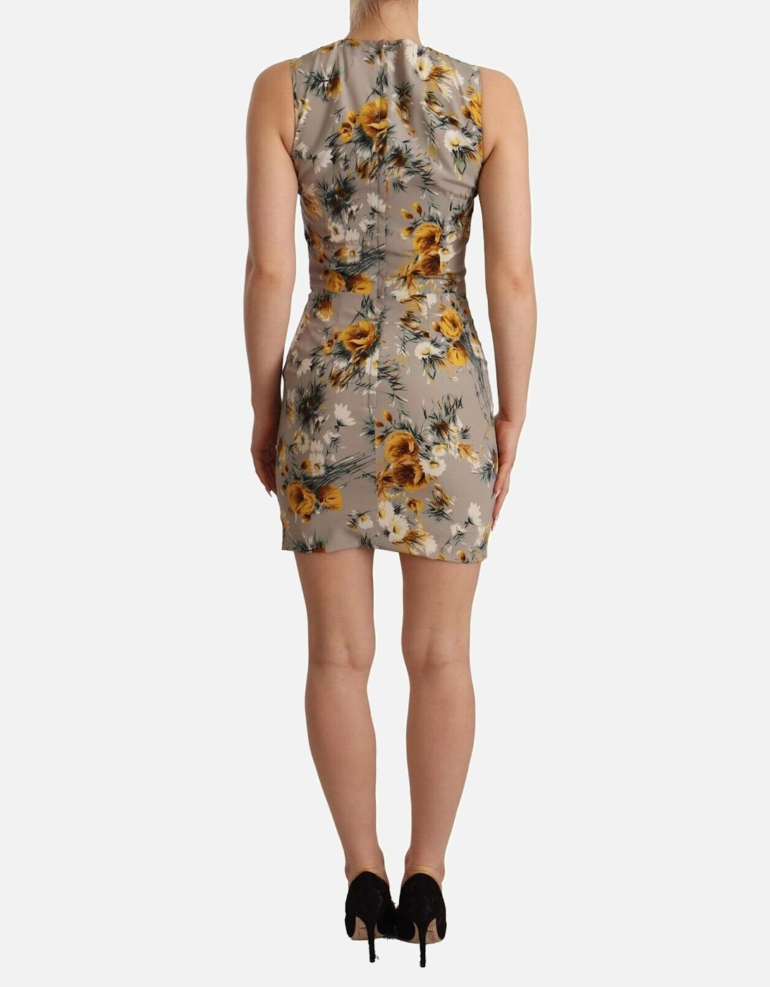 Floral Print Mini Dress Sleeveless Women - Gray Dresses