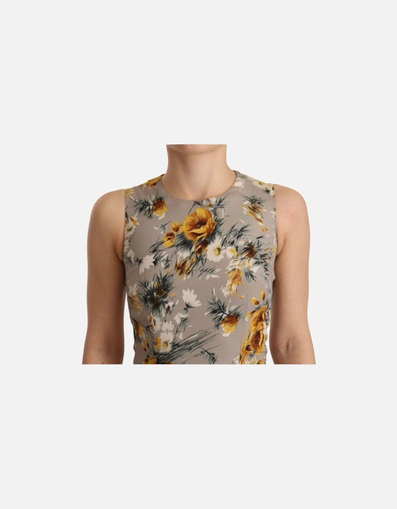 Floral Print Mini Dress Sleeveless Women - Gray Dresses