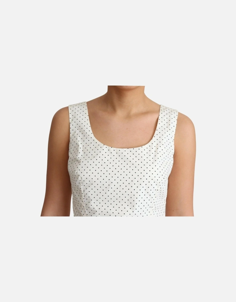 Aline Mini Dress Sleeveless Polka Dot Dress Women - White Dresses