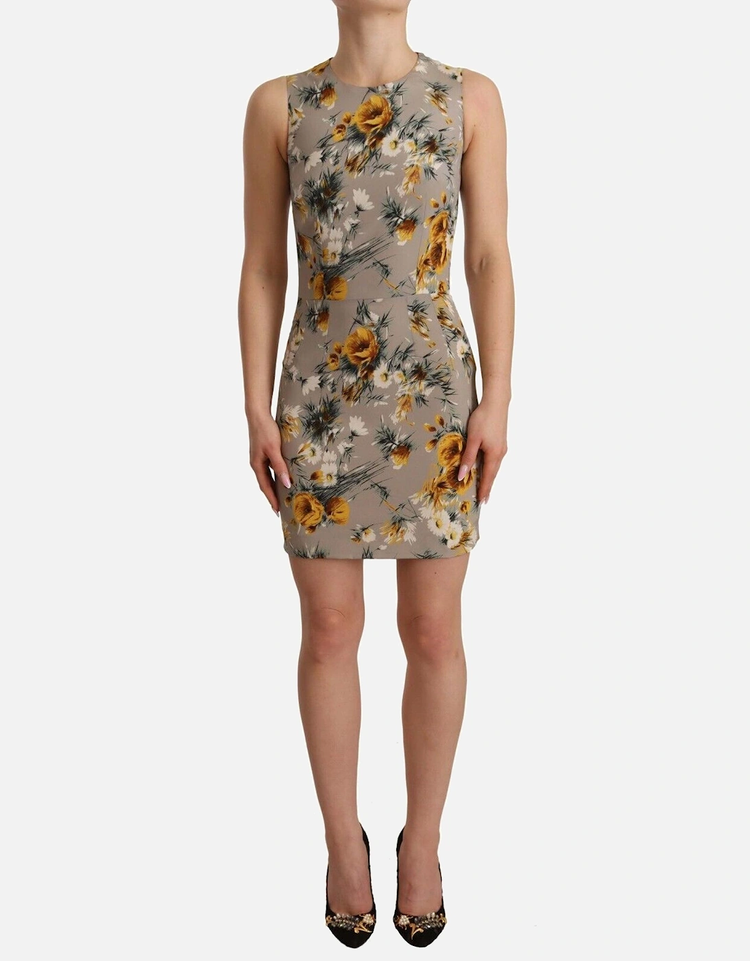 Floral Print Mini Dress Sleeveless Women - Gray Dresses, 5 of 4