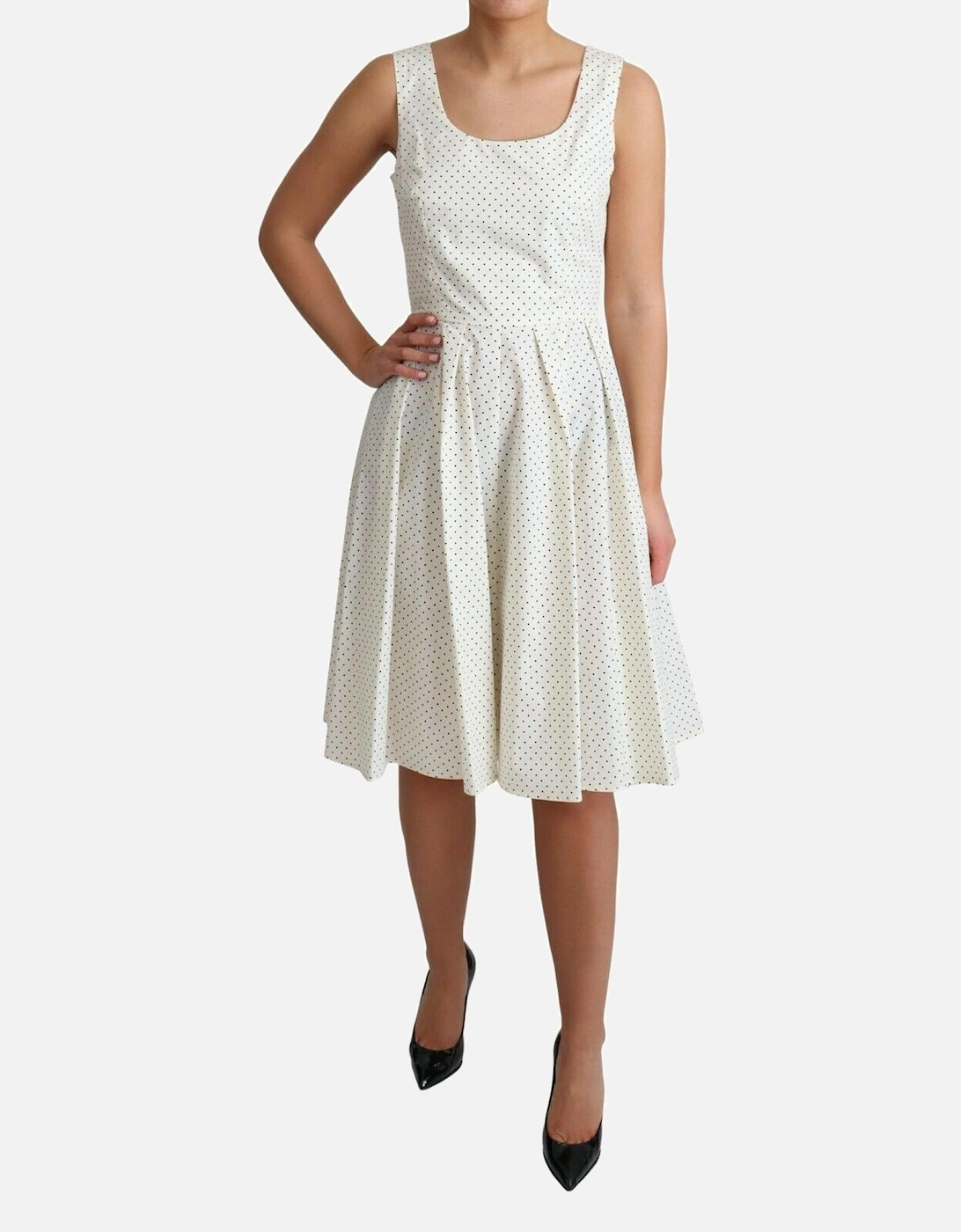 Aline Mini Dress Sleeveless Polka Dot Dress Women - White Dresses