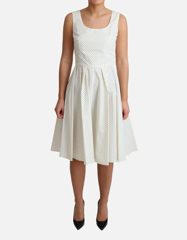 Aline Mini Dress Sleeveless Polka Dot Dress Women - White Dresses