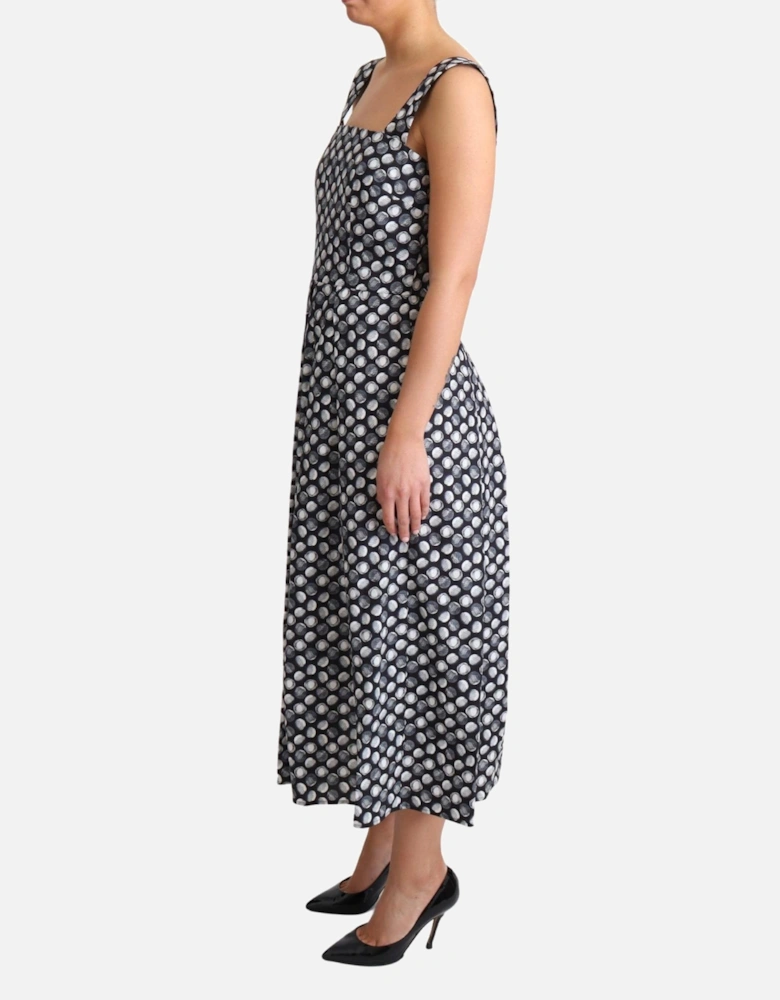 Printed Cotton Midi Dress Aline Women - Blue Dresses