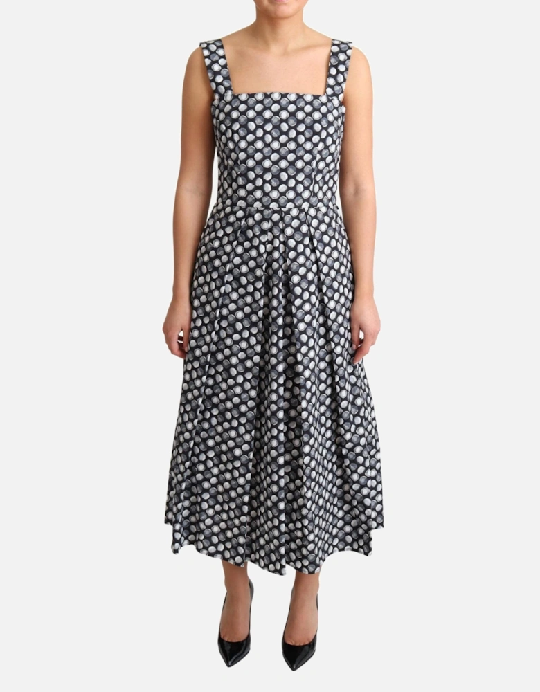 Printed Cotton Midi Dress Aline Women - Blue Dresses