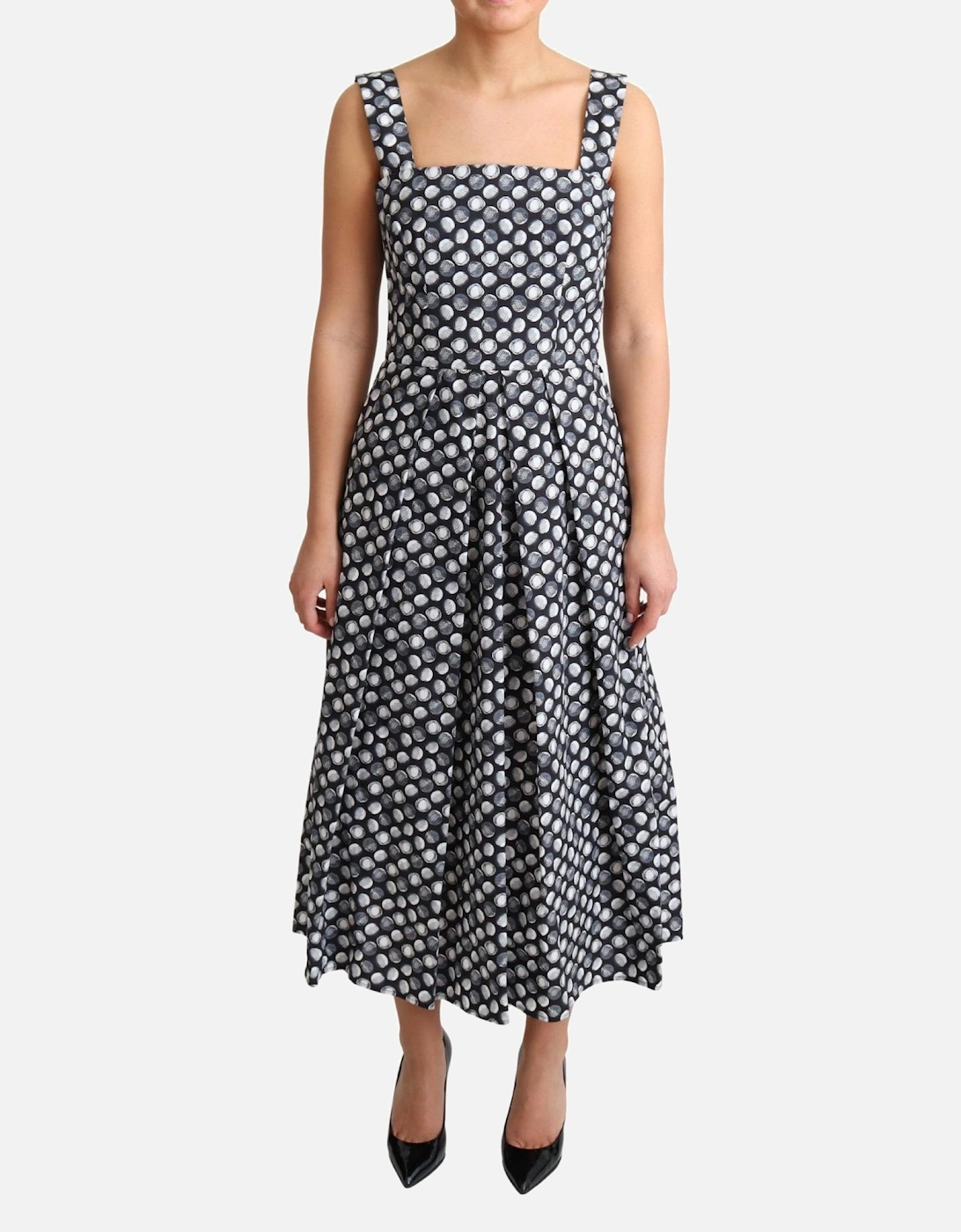 Womens Dolce & Gabbana Polka Dot Midi Dress - Blue - Size: 10