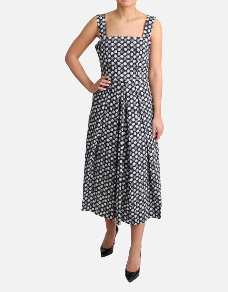Printed Cotton Midi Dress Aline Women - Blue Dresses