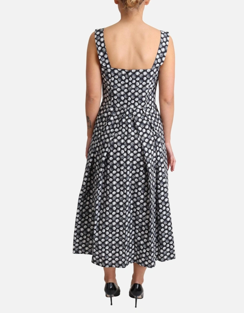 Printed Cotton Midi Dress Aline Women - Blue Dresses