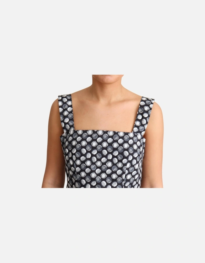 Printed Cotton Midi Dress Aline Women - Blue Dresses
