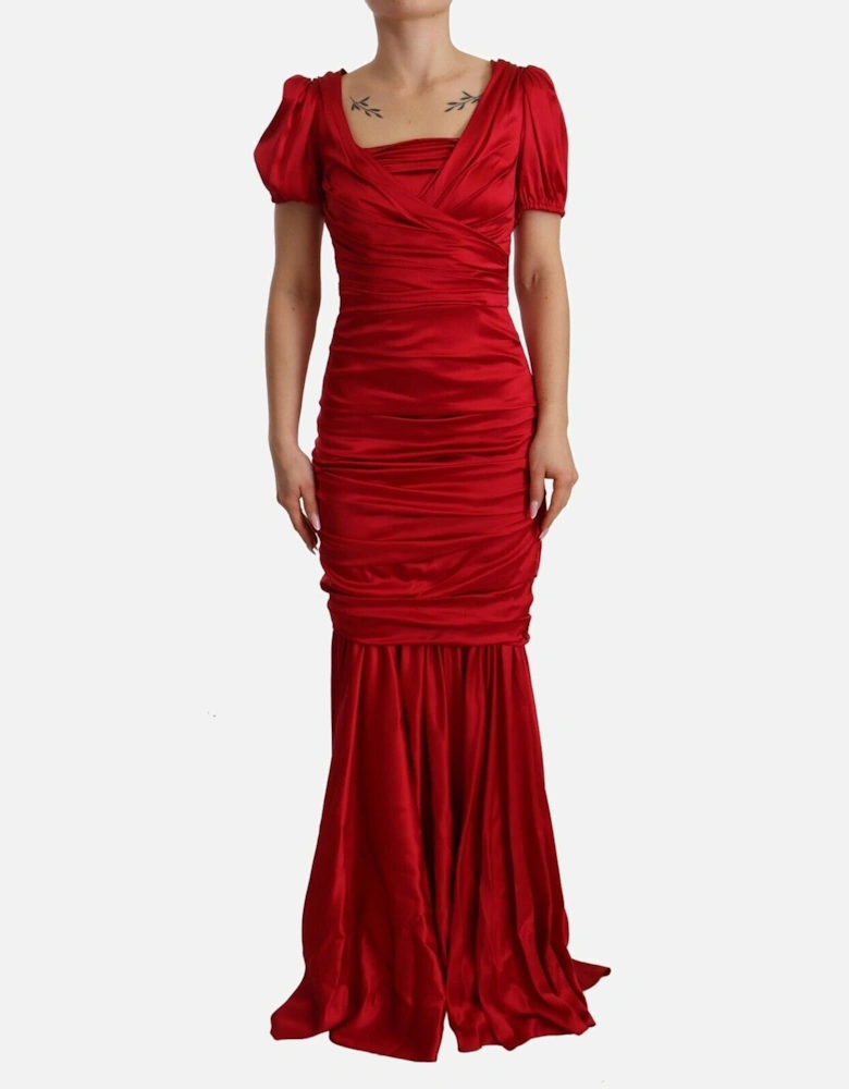 Dolce Gabbana Silk Crepe Mermaid Gown Red Women Dresses