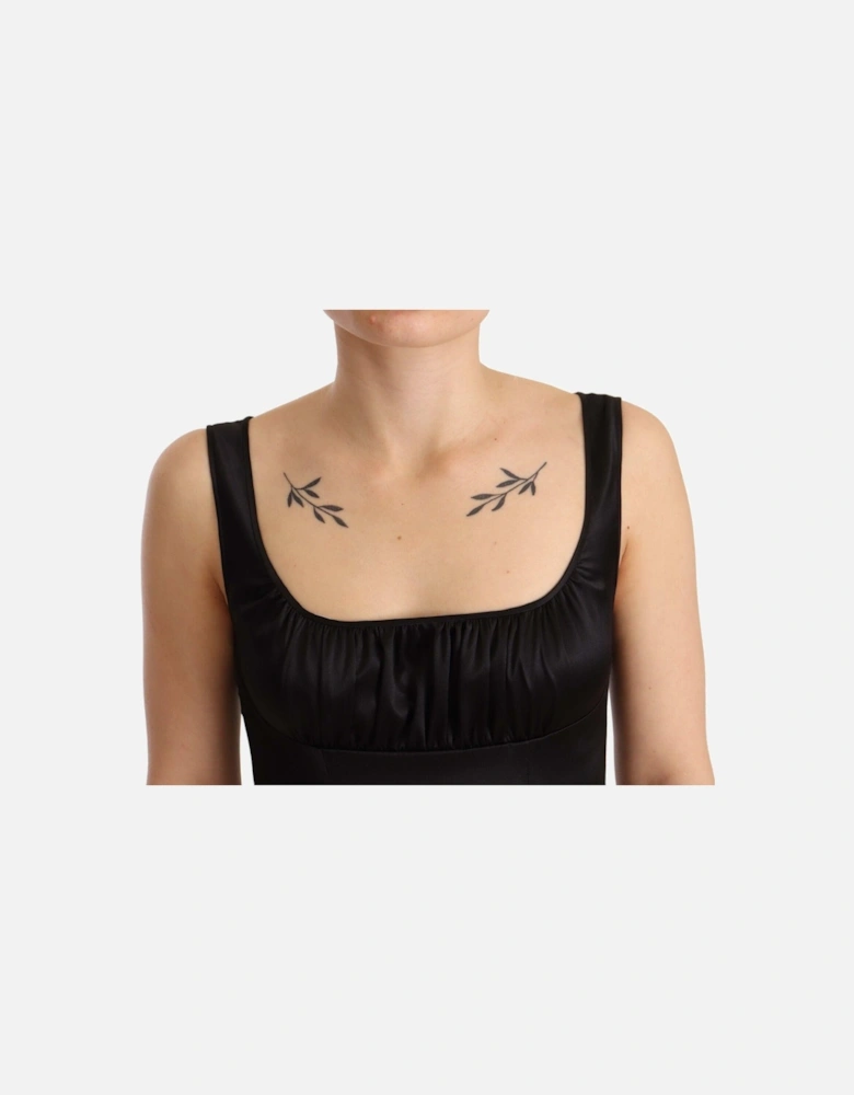 Dolce Gabbana Silk Midi Dress Ruffled Hem Women - Black Dresses