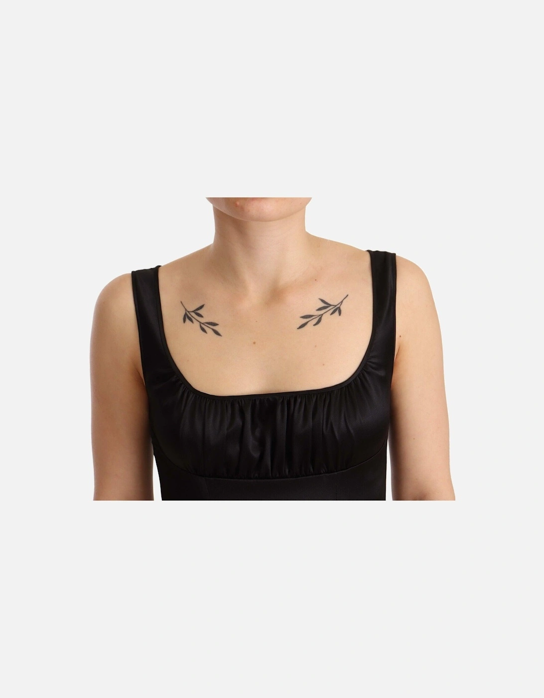 Dolce Gabbana Silk Midi Dress Ruffled Hem Women - Black Dresses