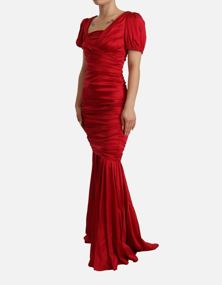 Dolce Gabbana Silk Crepe Mermaid Gown Red Women Dresses