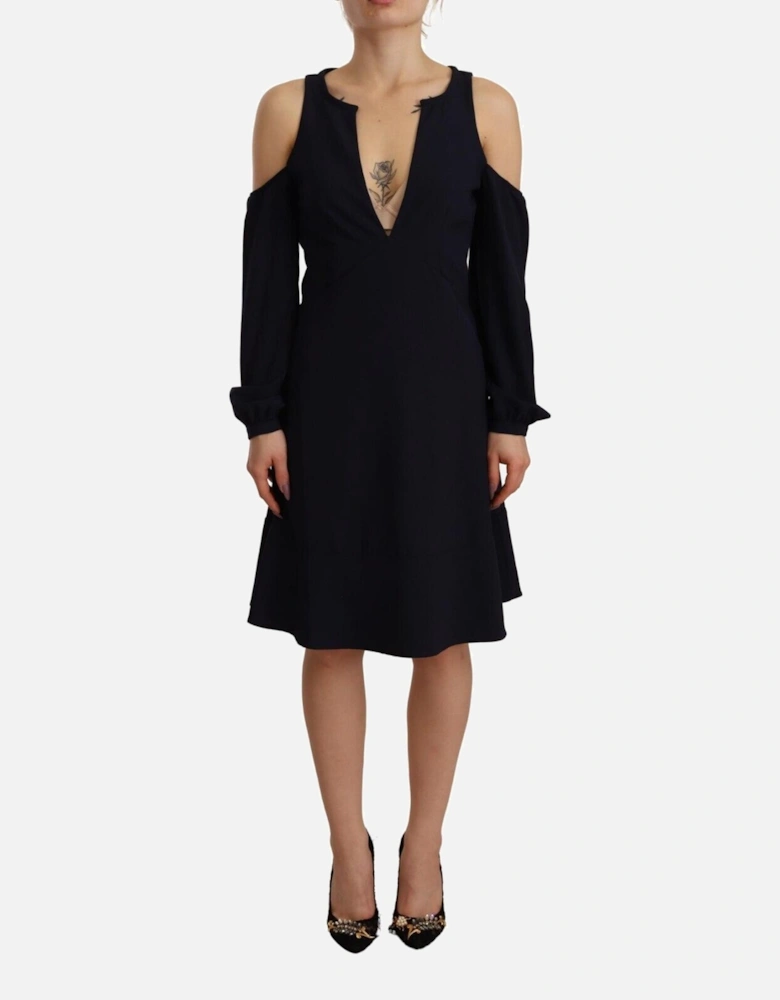Cold Shoulder VNeck Mini Dress Women - Black Dresses