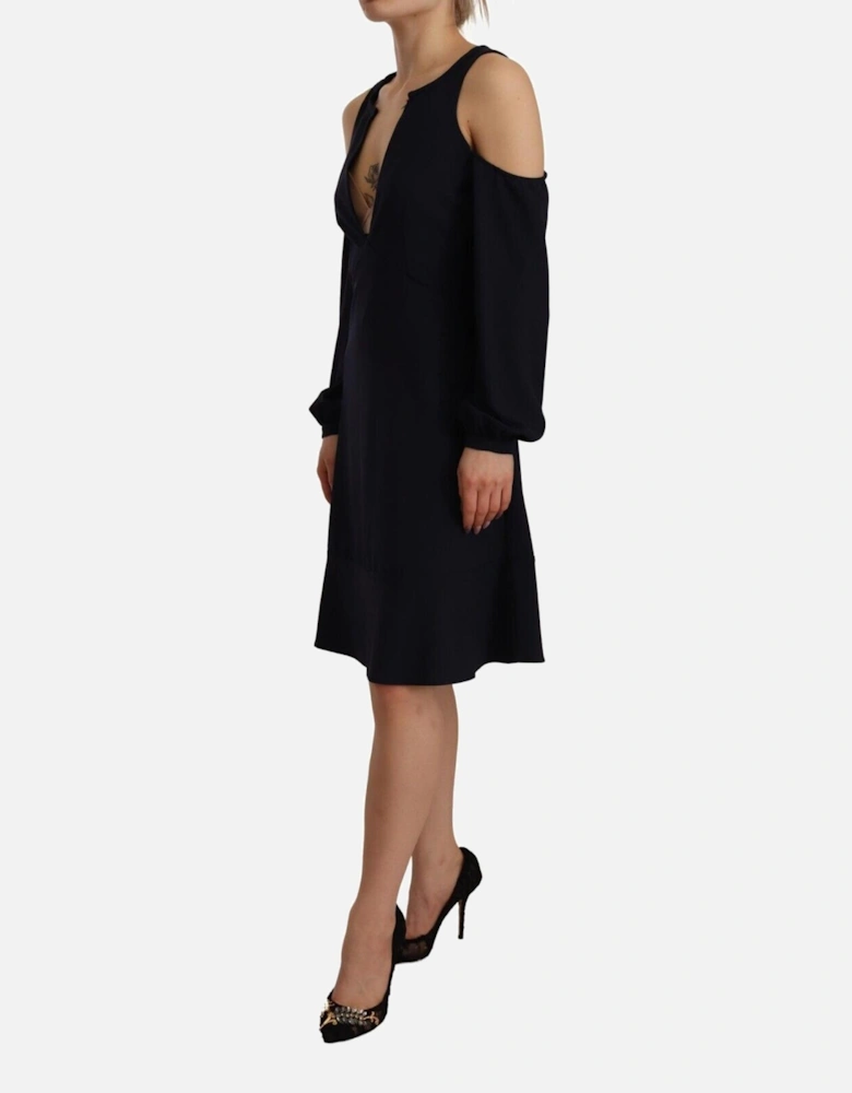 Cold Shoulder VNeck Mini Dress Women - Black Dresses