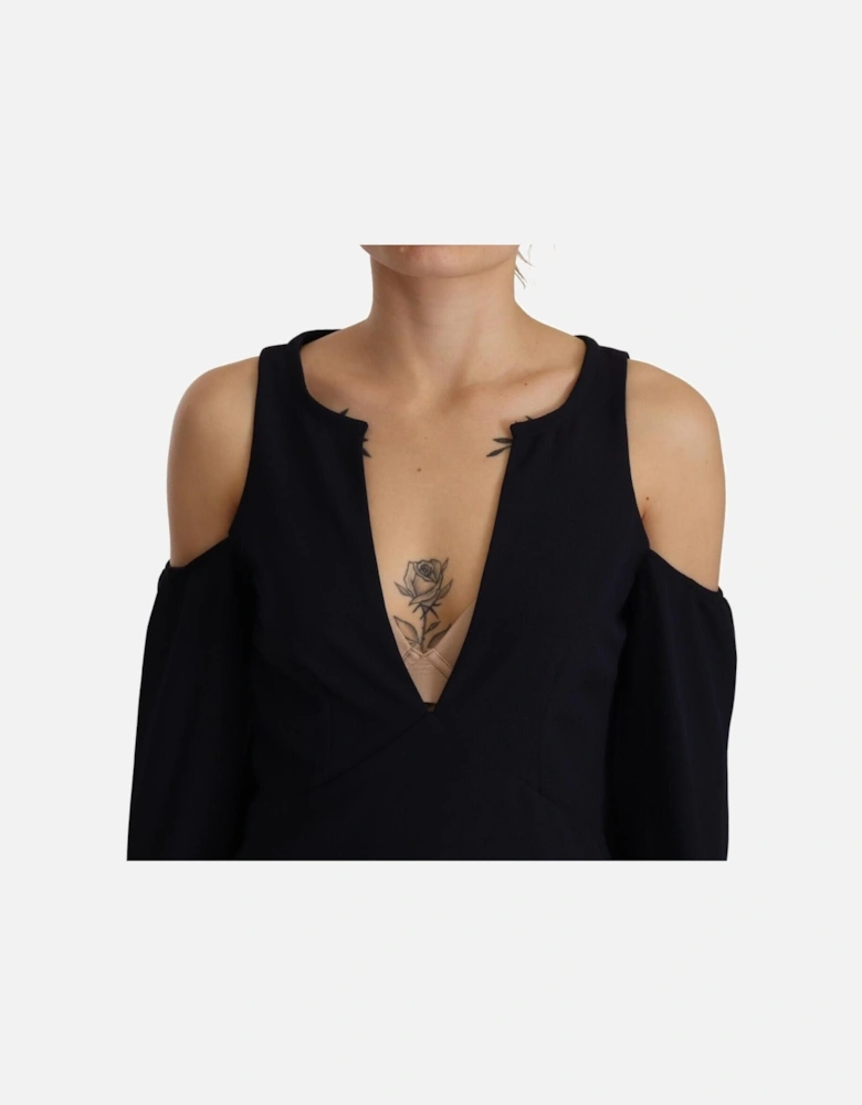Cold Shoulder VNeck Mini Dress Women - Black Dresses