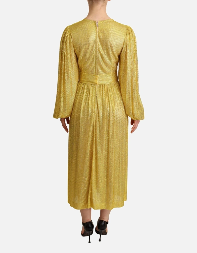 Dolce Gabbana Chainmail Midi Dress Long Sleeve Women - Yellow Dresses