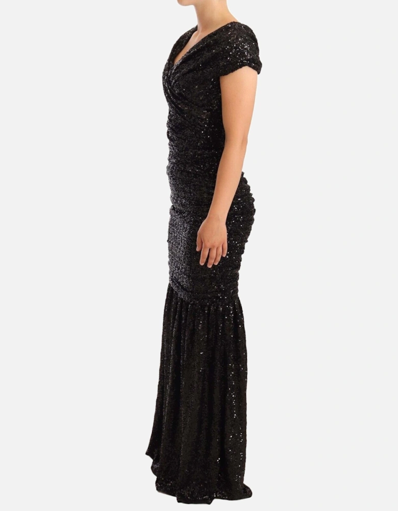 Sequin Open Shoulder Black Dress Women Dresses
