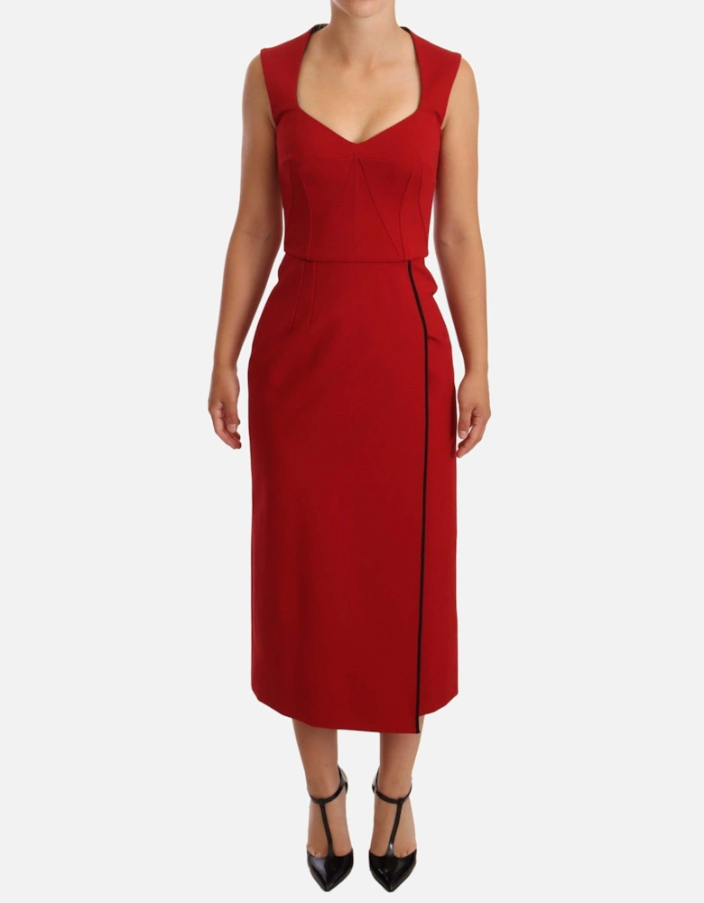 Dolce Gabbana Red Sleeveless Midi Dress DR28180 Women Dresses