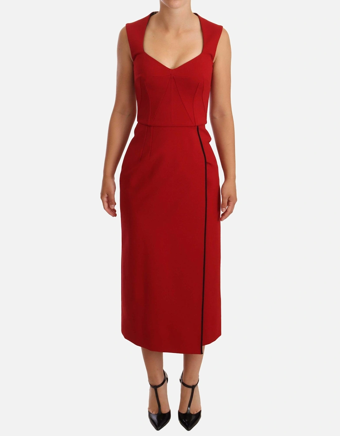 Dolce Gabbana Red Sleeveless Midi Dress DR28180 Women Dresses, 5 of 4