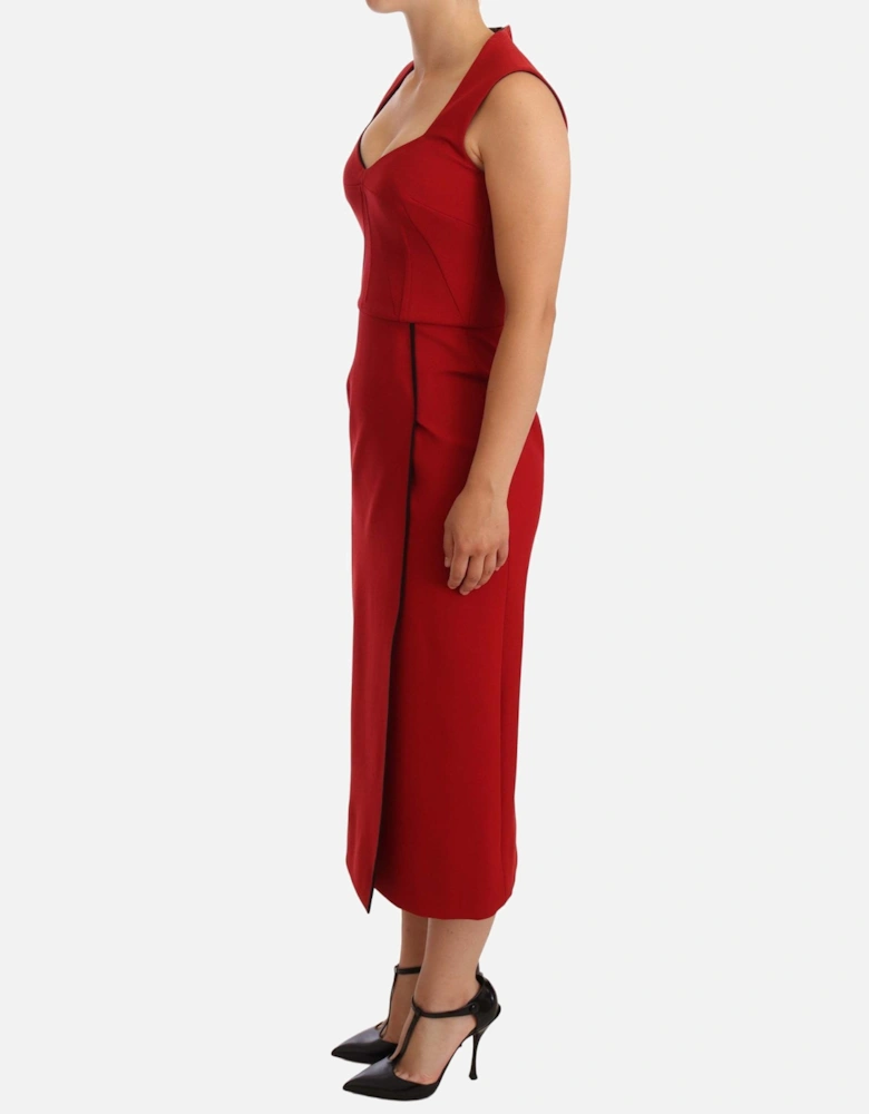 Dolce Gabbana Red Sleeveless Midi Dress DR28180 Women Dresses