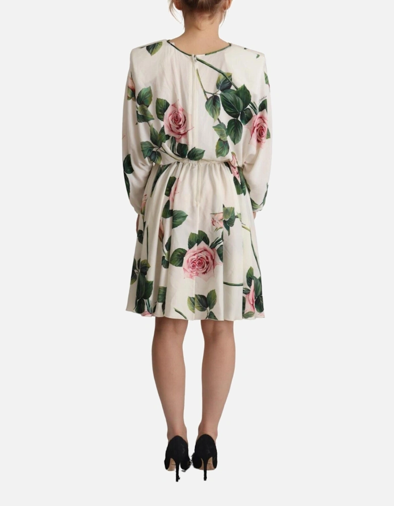 Rose Print Mini Dress Model DR28649 Women - White Dresses