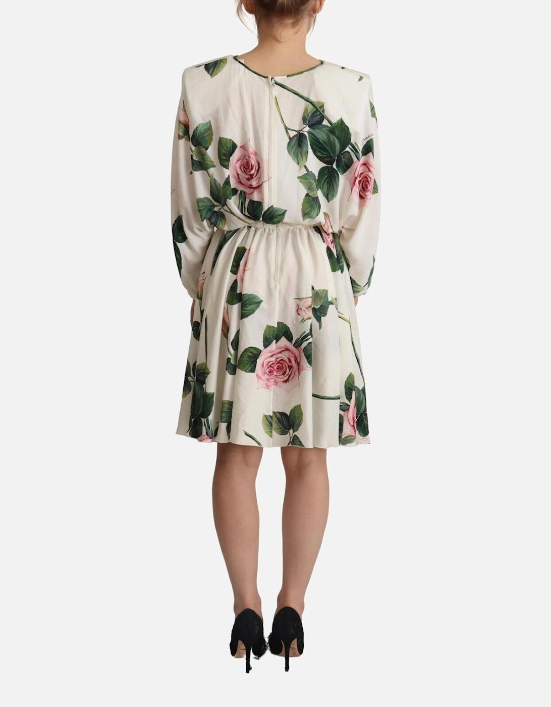 Rose Print Mini Dress Model DR28649 Women - White Dresses