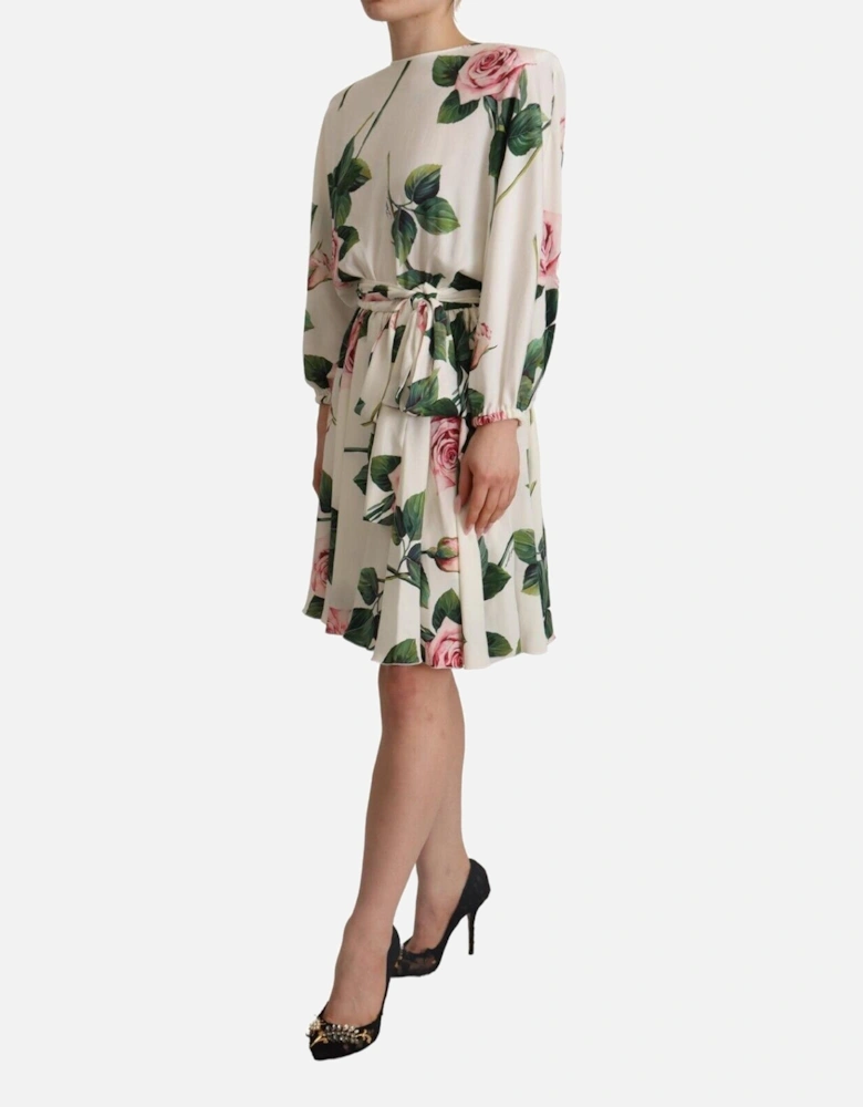 Rose Print Mini Dress Model DR28649 Women - White Dresses