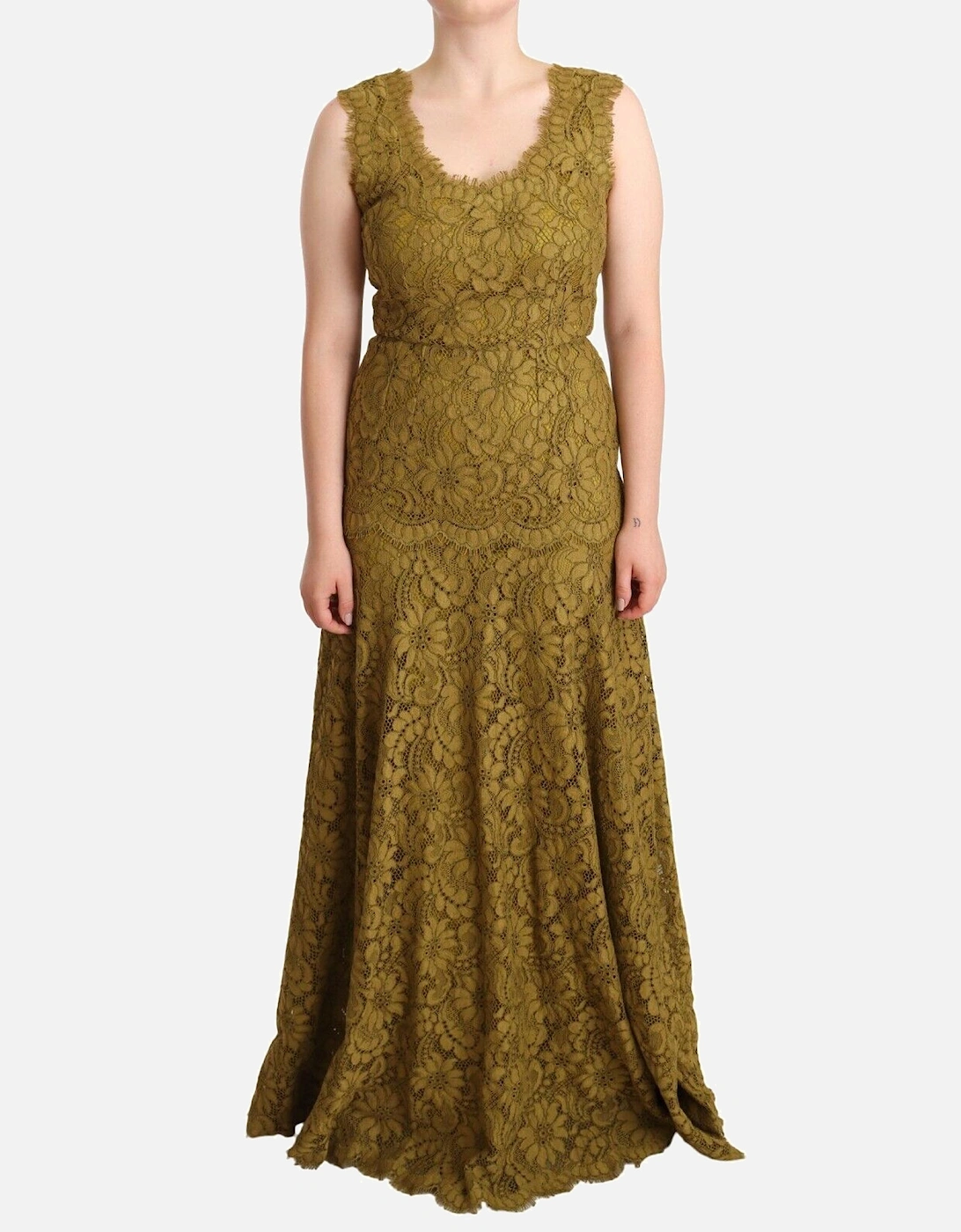 Lace Maxi Dress Sleeveless VNeck Women - Brown Dresses, 6 of 5