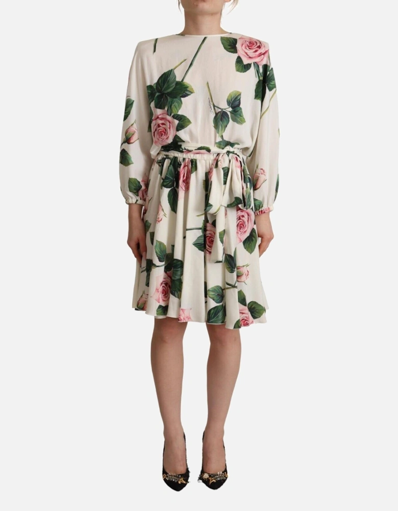 Rose Print Mini Dress Model DR28649 Women - White Dresses
