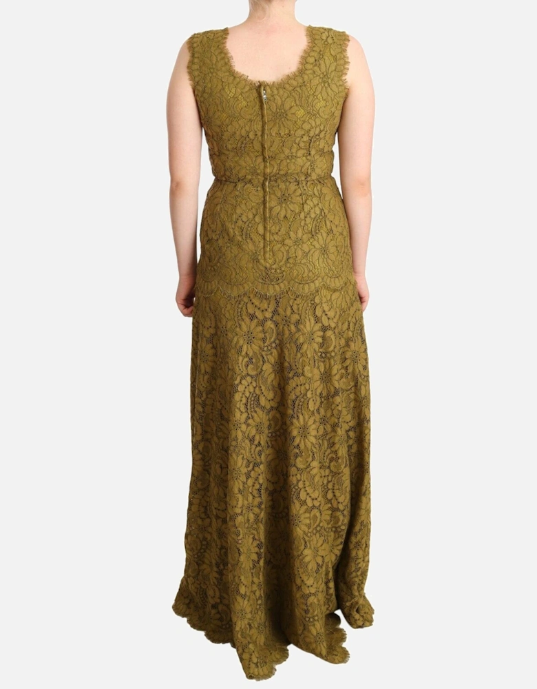 Lace Maxi Dress Sleeveless VNeck Women - Brown Dresses