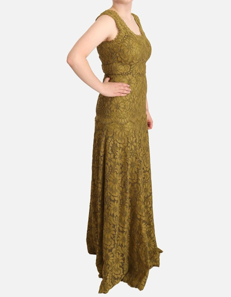 Lace Maxi Dress Sleeveless VNeck Women - Brown Dresses