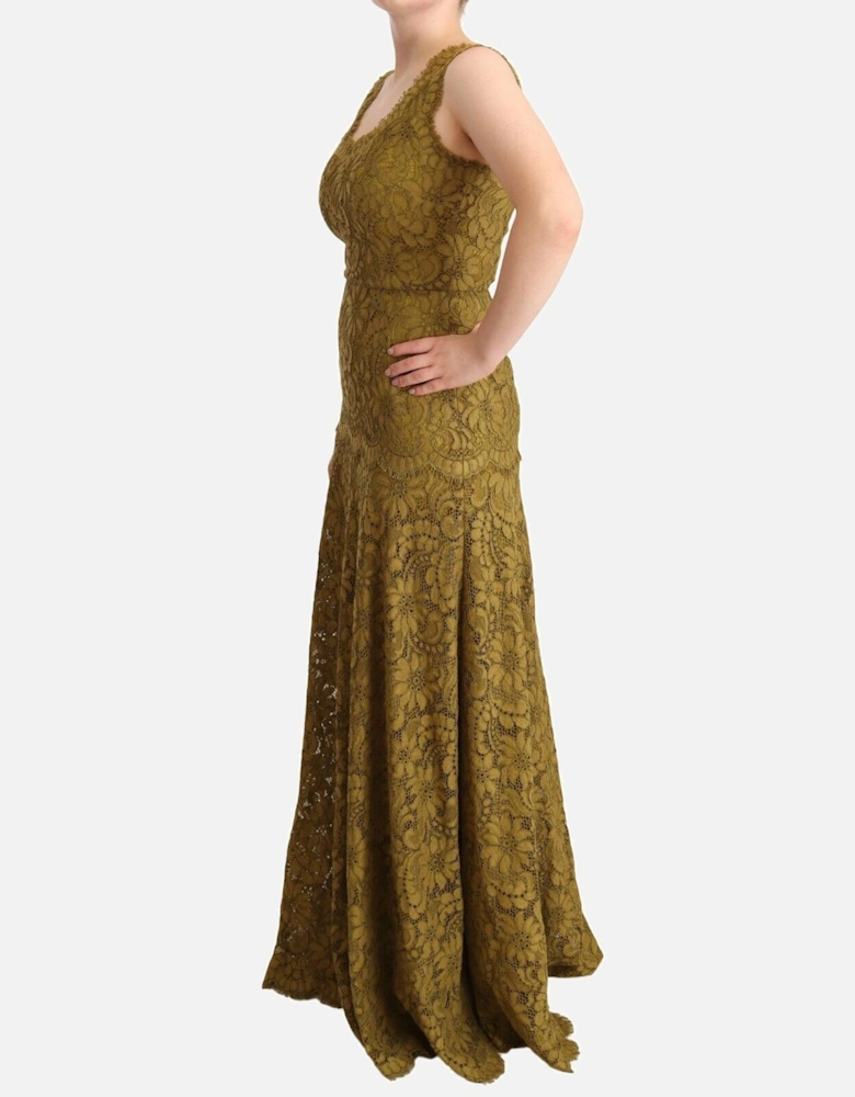 Lace Maxi Dress Sleeveless VNeck Women - Brown Dresses