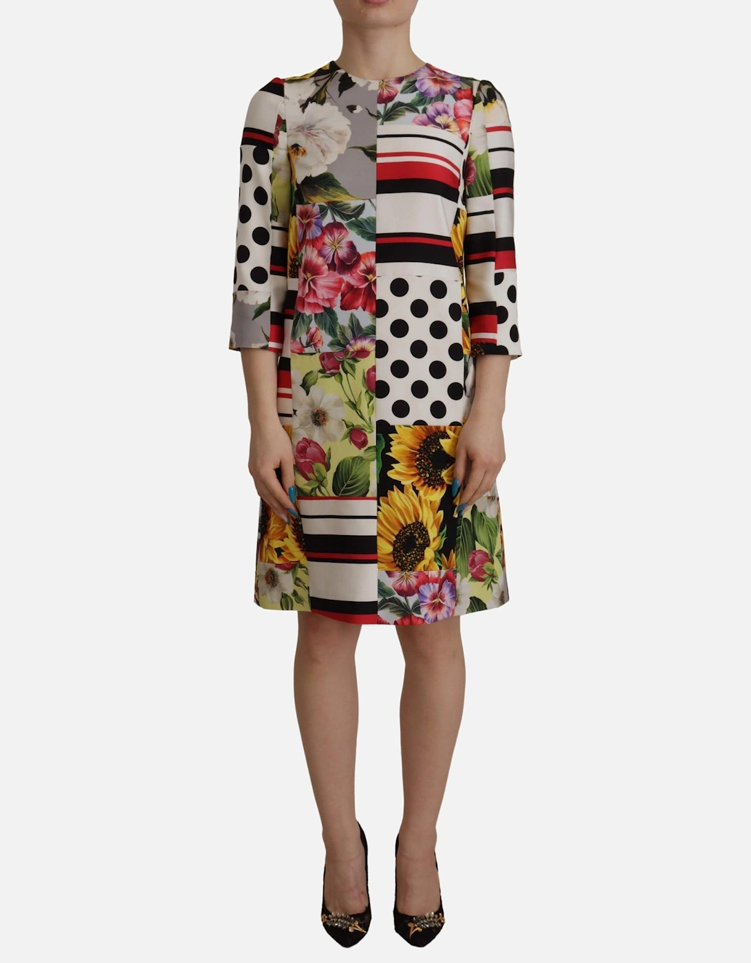 Floral Patchwork Mini Dress Multicolor Women Dresses, 7 of 6