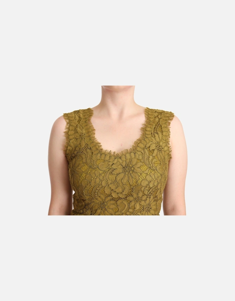 Lace Maxi Dress Sleeveless VNeck Women - Brown Dresses