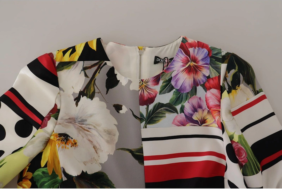 Floral Patchwork Mini Dress Multicolor Women Dresses