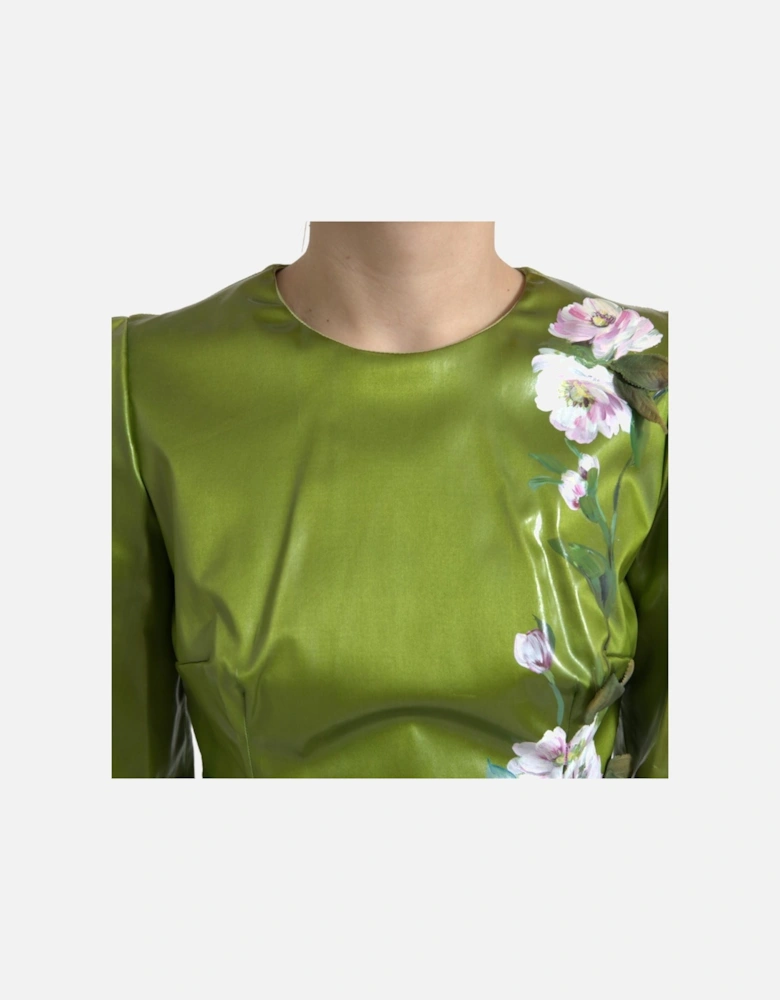 Floral Print Pencil Dress Midi Women - Green Dresses