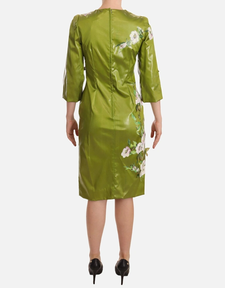 Floral Print Pencil Dress Midi Women - Green Dresses