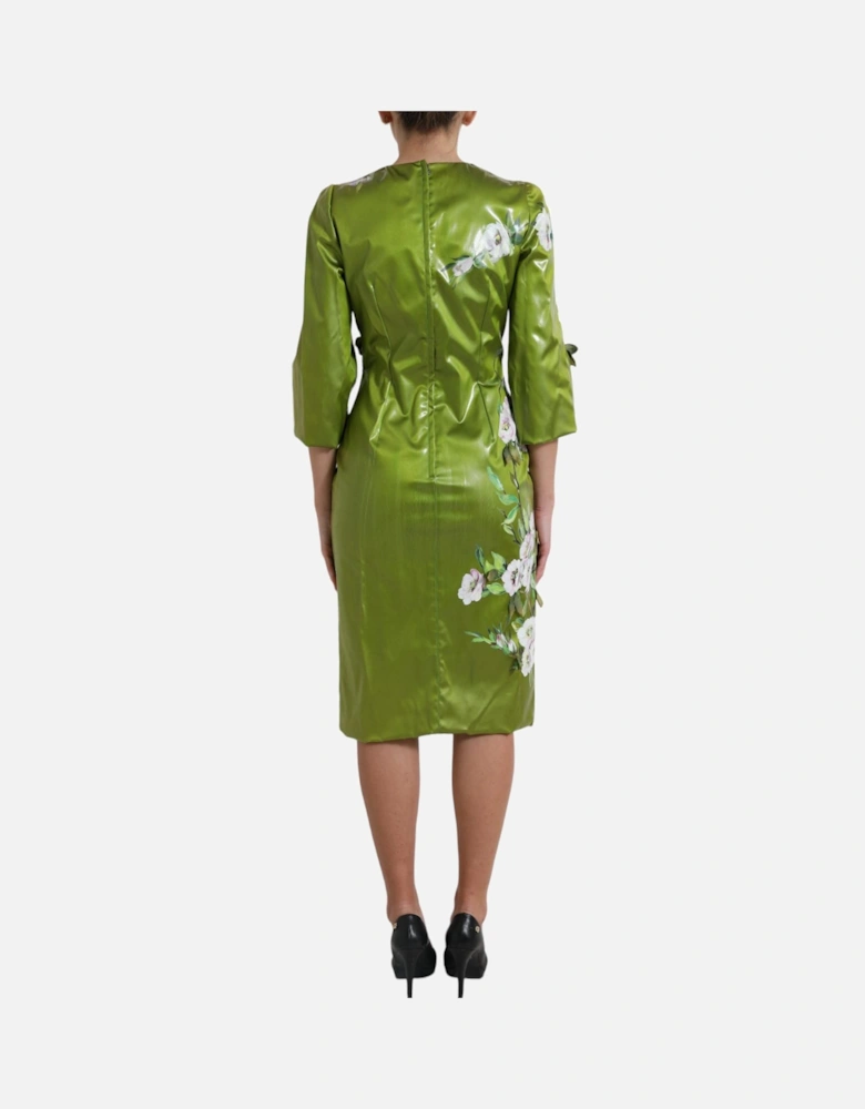 Floral Print Pencil Dress Midi Women - Green Dresses