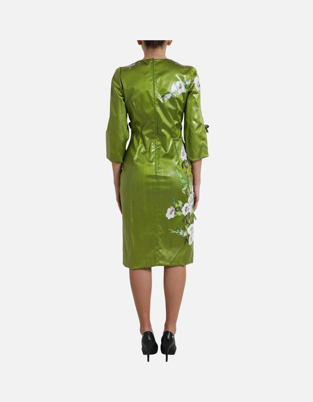 Floral Print Pencil Dress Midi Women - Green Dresses