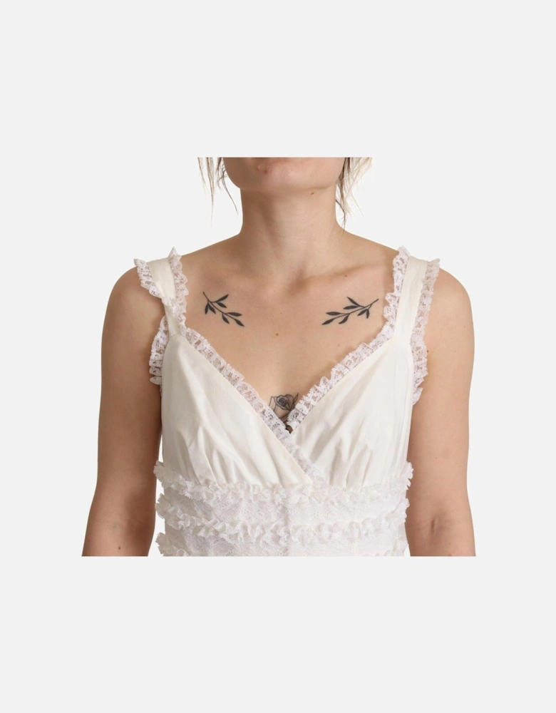 Tiered LaceTrimmed Cotton Poplin Maxi Women - White Dresses