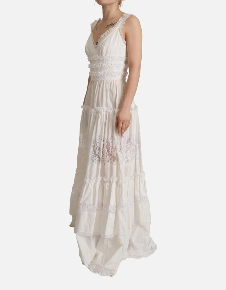 Tiered LaceTrimmed Cotton Poplin Maxi Women - White Dresses
