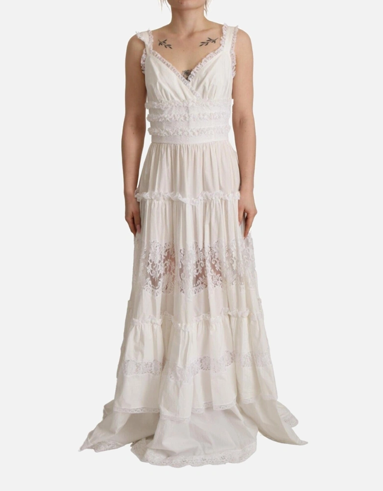 Tiered LaceTrimmed Cotton Poplin Maxi Women - White Dresses