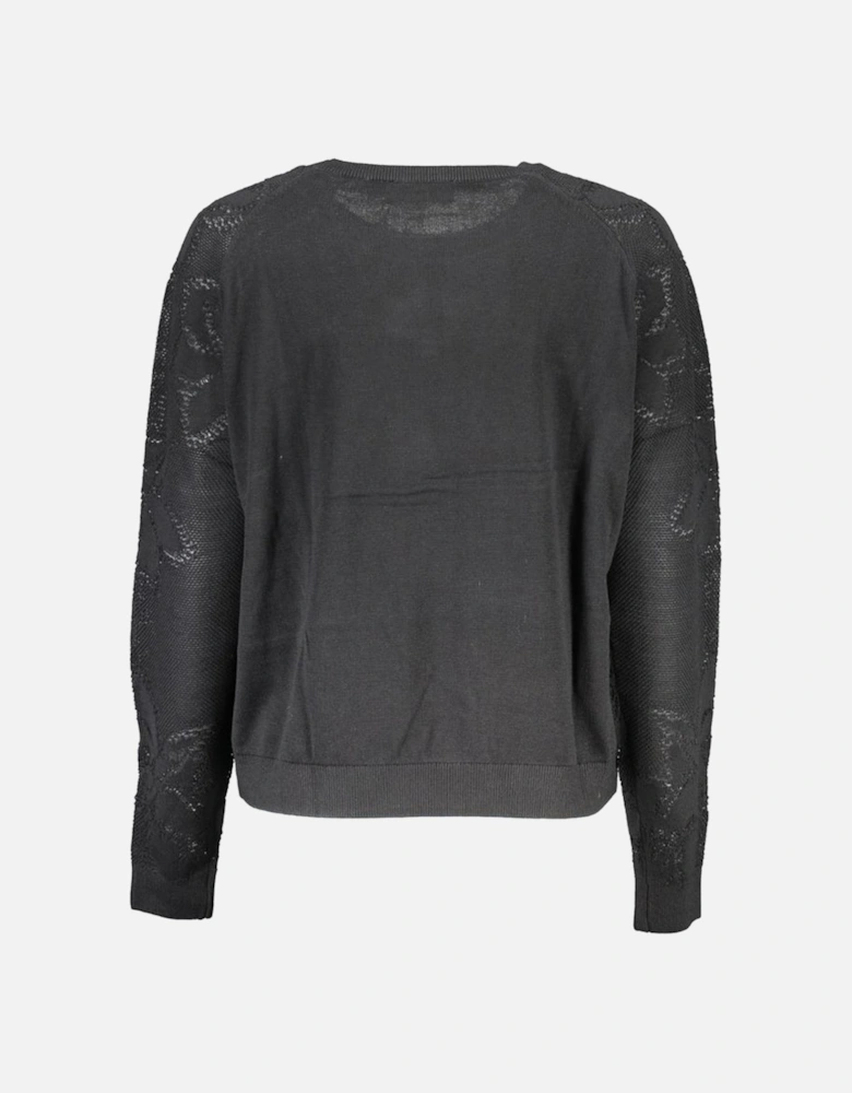 Long-Sleeved Crew Neck Sweater with Contrast Logo Details Women -