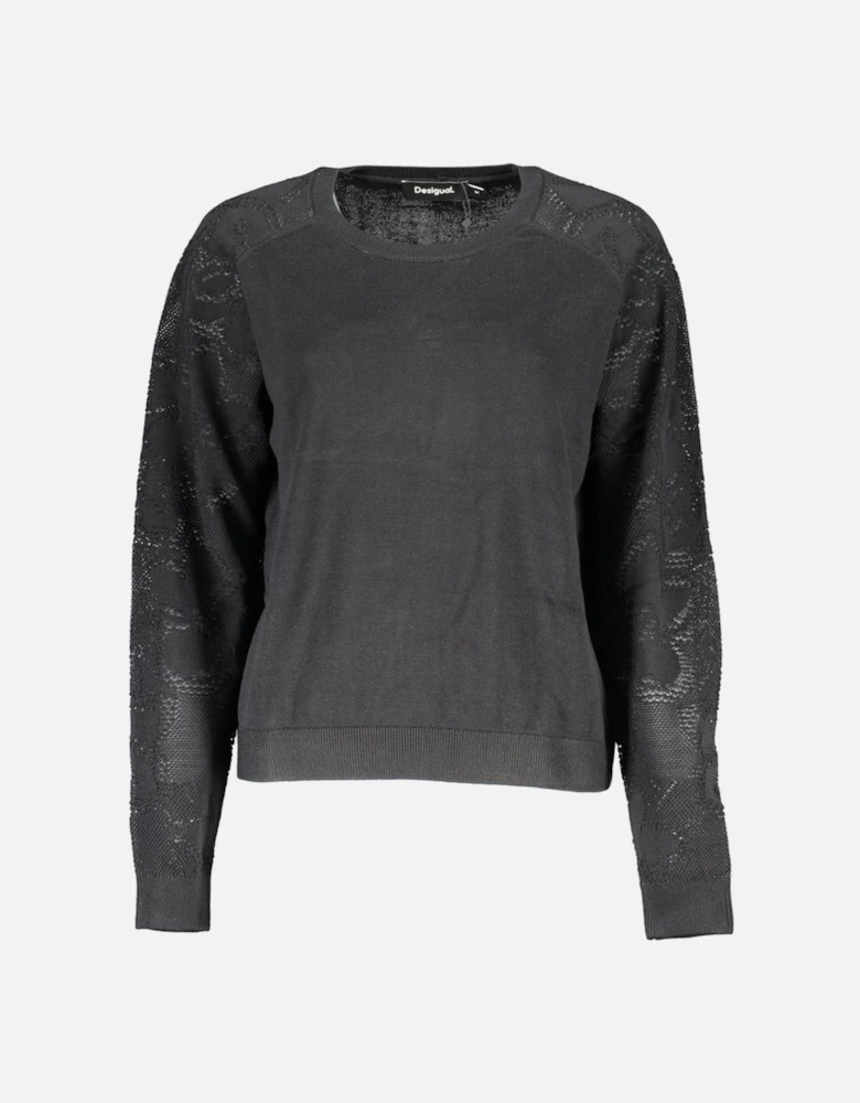 Long-Sleeved Crew Neck Sweater with Contrast Logo Details Women -