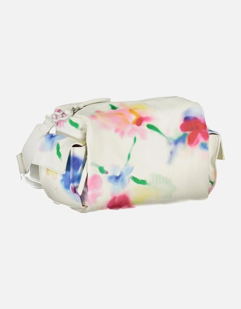 Adjustable Shoulder Bag with Multiple Pockets and Logo. Women - White