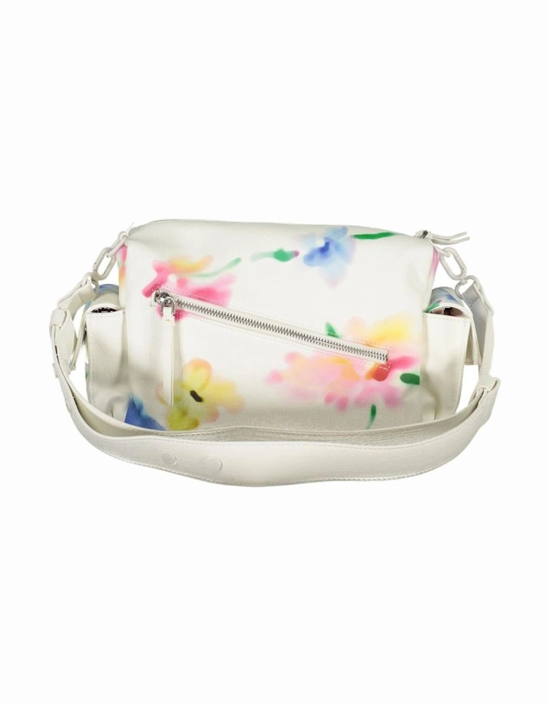 Adjustable Shoulder Bag with Multiple Pockets and Logo. Women - White