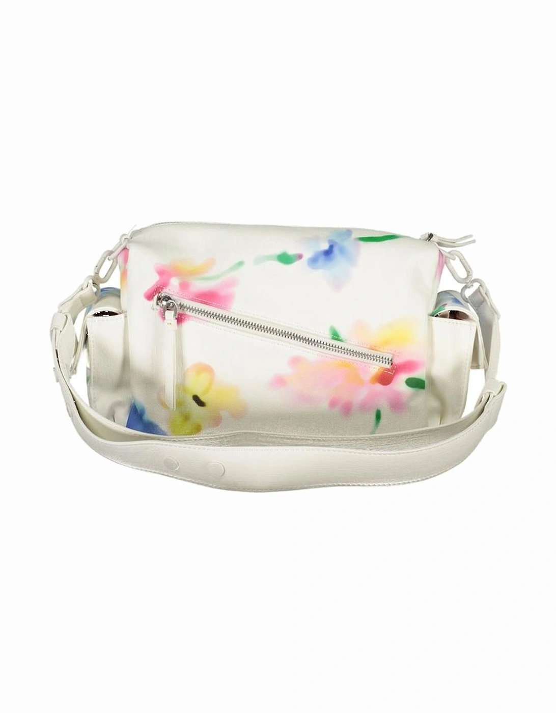 Adjustable Shoulder Bag with Multiple Pockets and Logo. Women - White