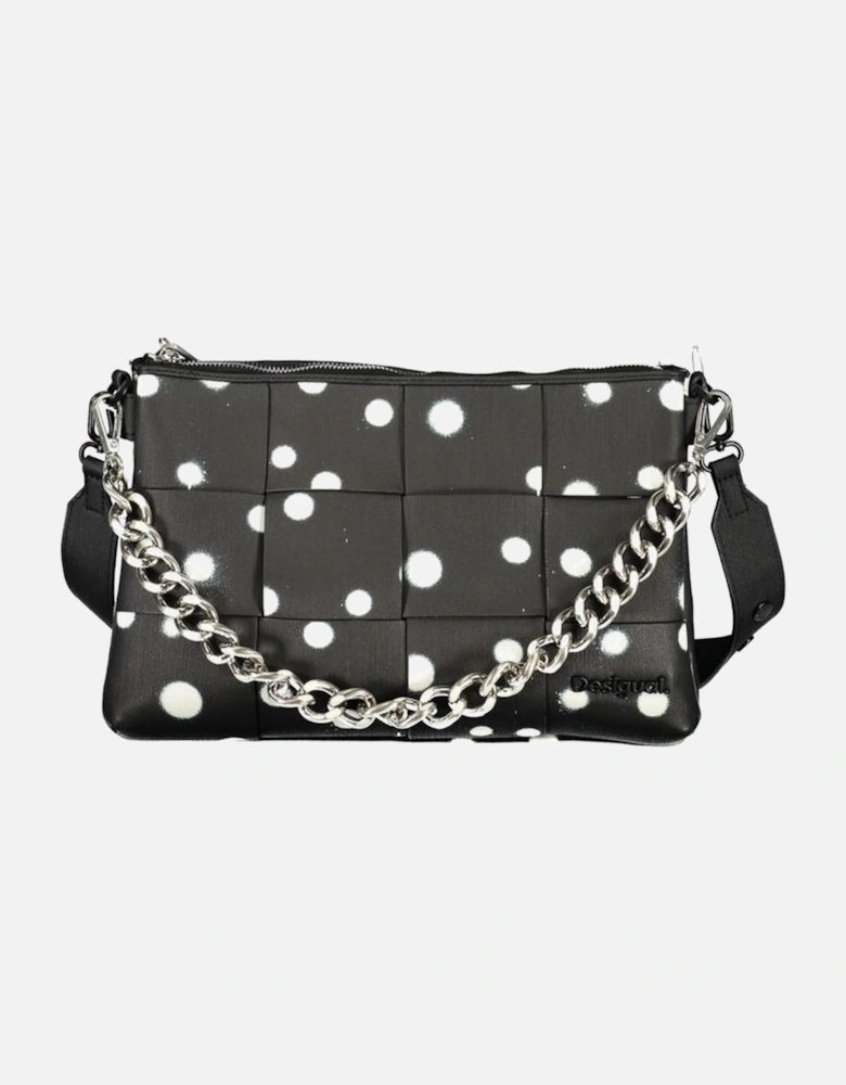 Polka Dot Bag with Removable Chain Shoulder Strap and Contrast Details