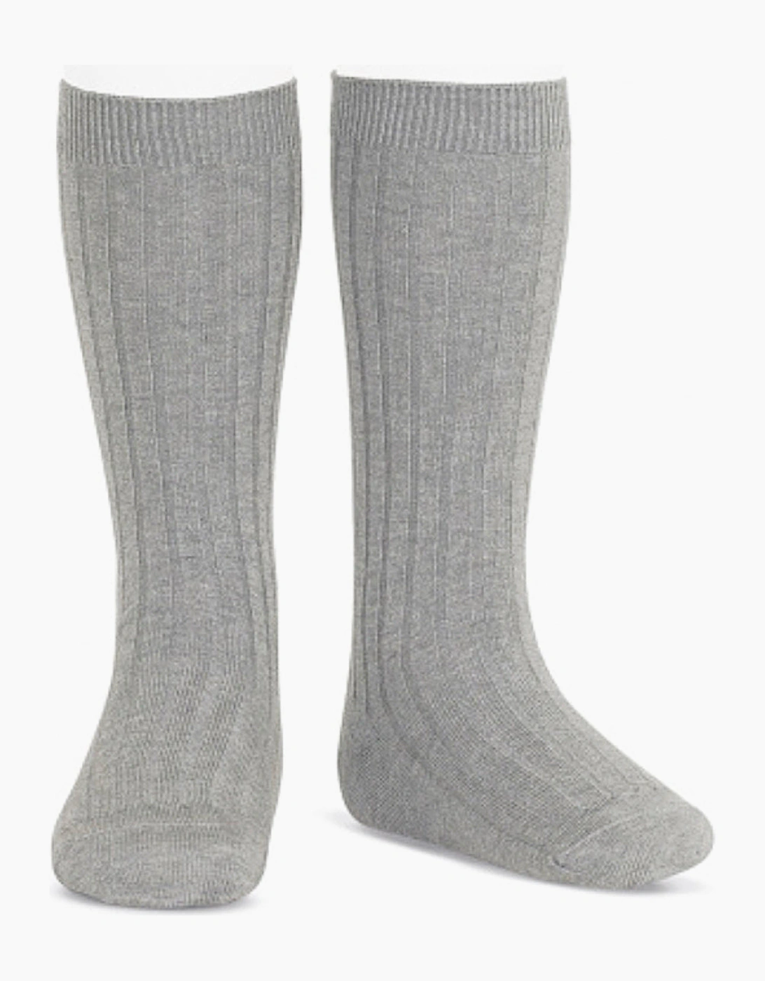 Condor Boy's Grey Ribbed Knee Socks - Grey/Grey - Size: 000 / 0-3 months