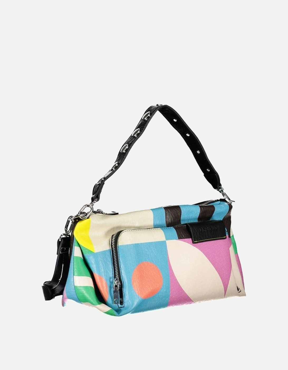 Contrasting Detail Bag with Adjustable Strap and Multiple Pockets